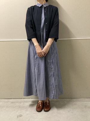 ストライプ柄ワンピースのコーディネート KEITH