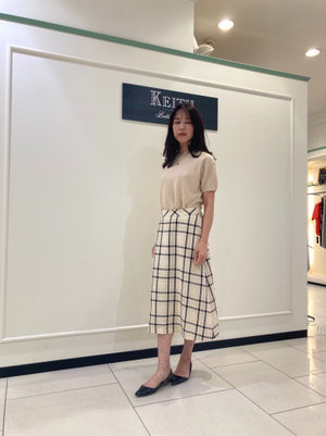リネンチェックスカートで夏らしく KEITH