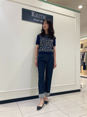 リバティミモザの半袖ニット KEITH