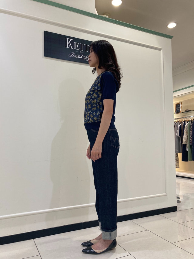 リバティミモザの半袖ニット KEITH