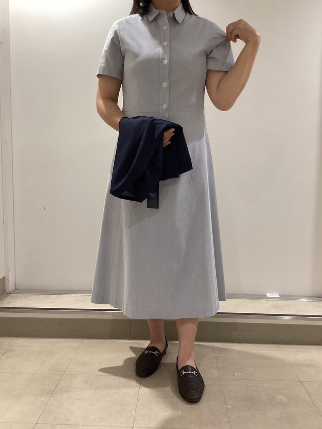 ストライプワンピースのお出かけスタイル KEITH