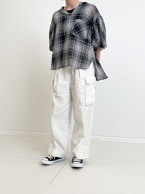 バルーンチェックブラウスコーデ ESHOPORIGINAL